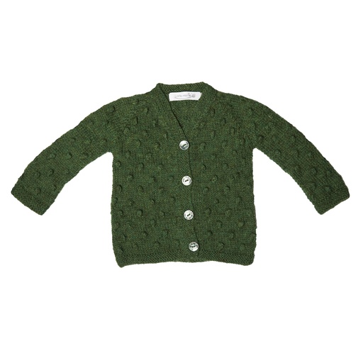 Cardigan enfant à petites boules vert sapin